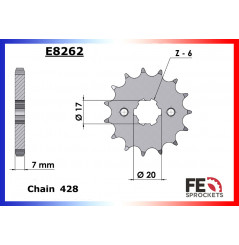 Kit Chaine Moto FE pour Honda CBF 125 (09-16)