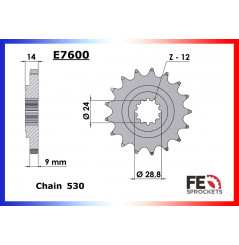 Pignon de Sortie de Boîte FE pour Kawasaki GPZ 1100 (95-98)