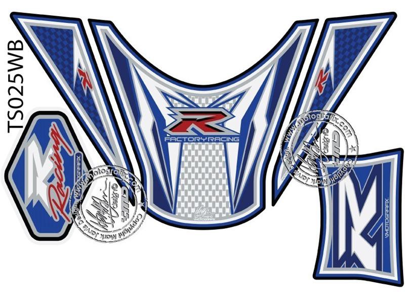 Protection de Réservoir Moto Blanc - Bleu pour Suzuki GSX-R 1000 (12-16)