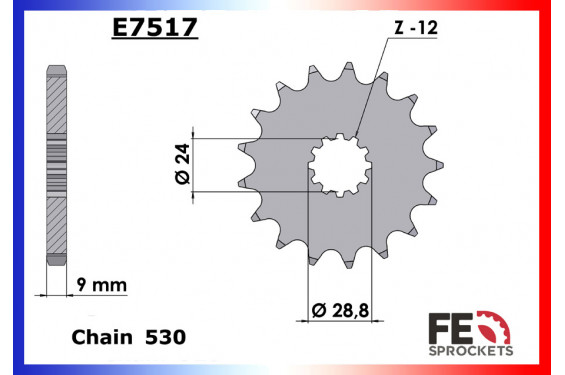 Pignon de Sortie de Boîte FE pour Kawasaki ZZR 1400 (06-20) Pignon de Sortie de Boîte FE pour Kawasaki ZZR 1400 (06-20)