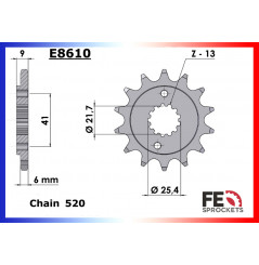 Pignon de Sortie de Boîte FE pour Kawasaki 400 Ninja (18-21)
