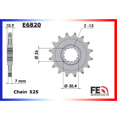 Pignon de Sortie de Boîte FE 525 pour Yamaha TDM 900 (02-16)