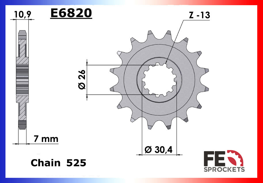 Pignon de Sortie de Boîte FE 525 pour Yamaha TDM 900 (02-16)