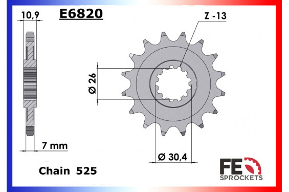 Pignon de Sortie de Boîte FE 525 pour Yamaha MT-10 (16-24) Pignon de Sortie de Boîte FE 525 pour Yamaha MT-10 (16-24)