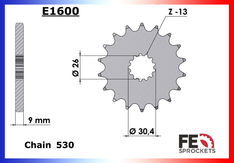 Pignon de Sortie de Boîte FE 530 pour Triumph 900 Trophy (91-99)