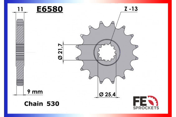 Pignon de Sortie de Boîte FE 525 pour Yamaha FZR 1000 Exup (89-95) Pignon de Sortie de Boîte FE 525 pour Yamaha FZR 1000 Exup (89-95)