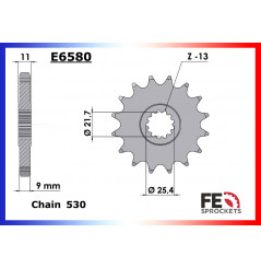 Pignon de Sortie de Boîte FE 525 pour Yamaha YZF 1000 Thunder Ace (96-02)