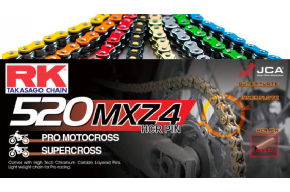 Chaîne de transmission Moto Cross RK 520 MXZ4 Ultra Renforcé
