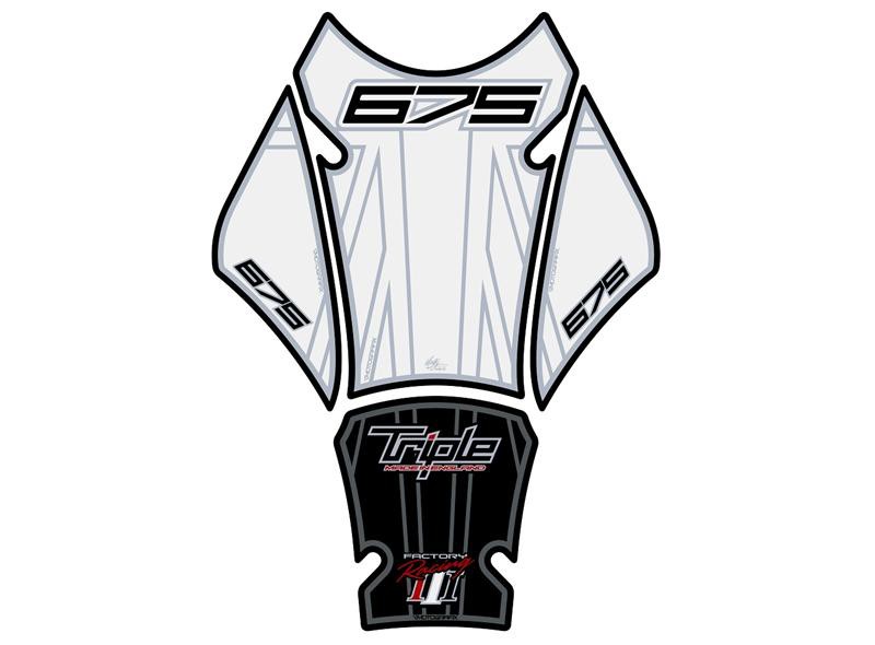 Protection de Réservoir Moto Blanc - Noir pour Triumph 675 Daytona - Street Triple (12-17)