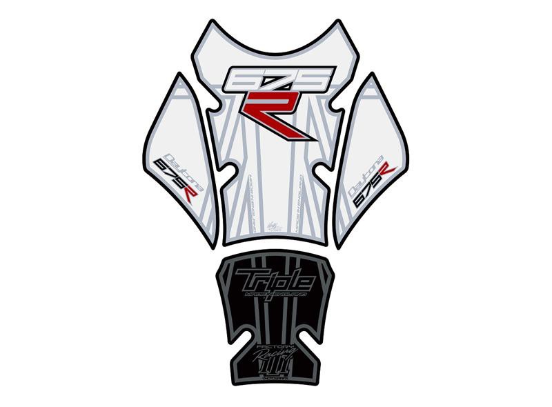 Protection de Réservoir Moto Noir - Blanc pour Triumph 675 Daytona - Street Triple (12-17)