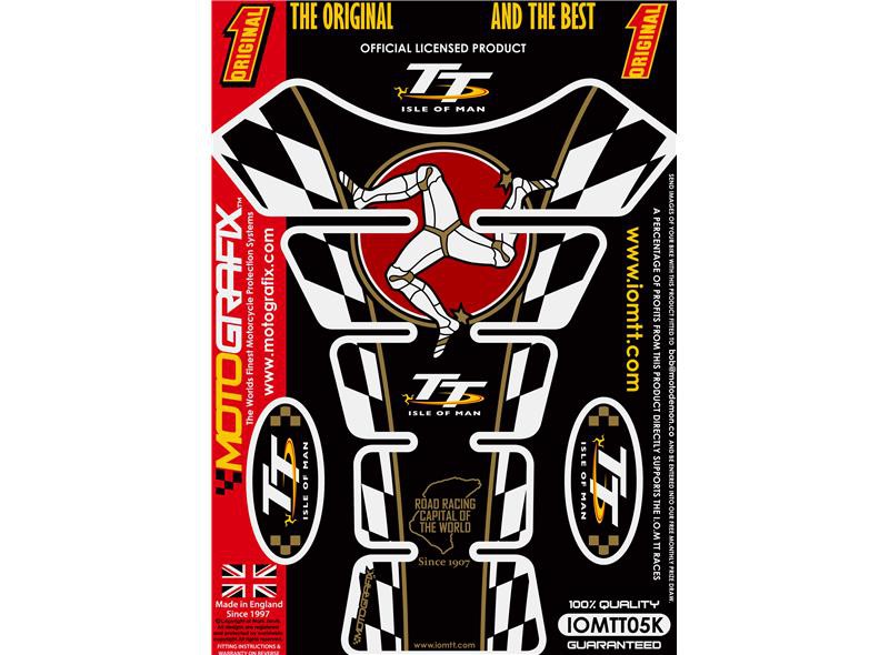 Protection de Réservoir Moto Universel ISLE OF MAN TT Noir - Blanc