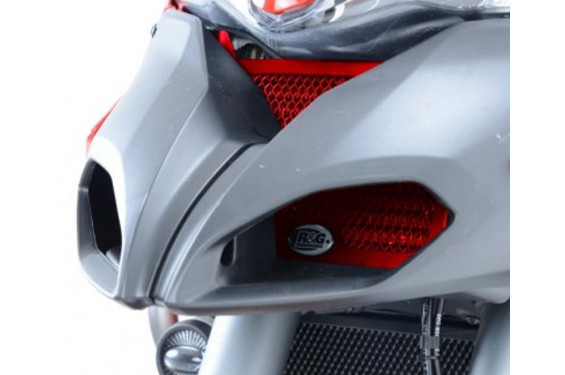 Protection de Radiateur d'Huile Alu Rouge R&G pour Ducati Multistrada 1200 & S (10 -14) - OCG0020RE
