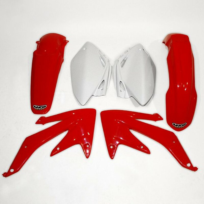 Kit Plastique UFO Rouge/Blanc pour Moto Honda CRF450R (05-06) Kit Plastique UFO Rouge/Blanc pour Moto Honda CRF450R (05-06)
