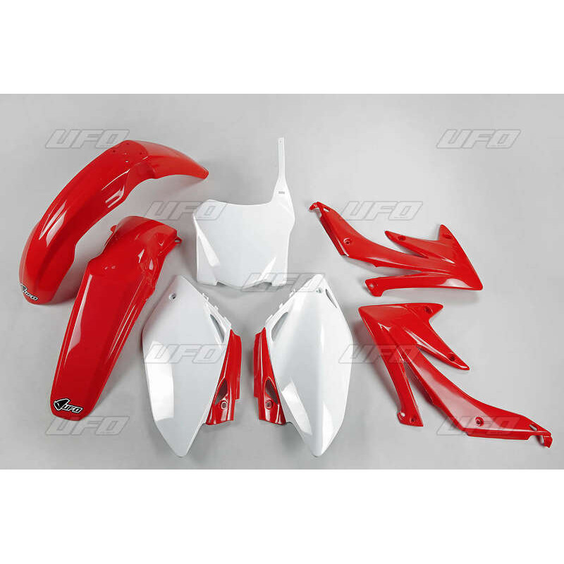 Kit Plastique UFO Rouge/Blanc pour Moto Honda CRF450R (2008) Kit Plastique UFO Rouge/Blanc pour Moto Honda CRF450R (2008)