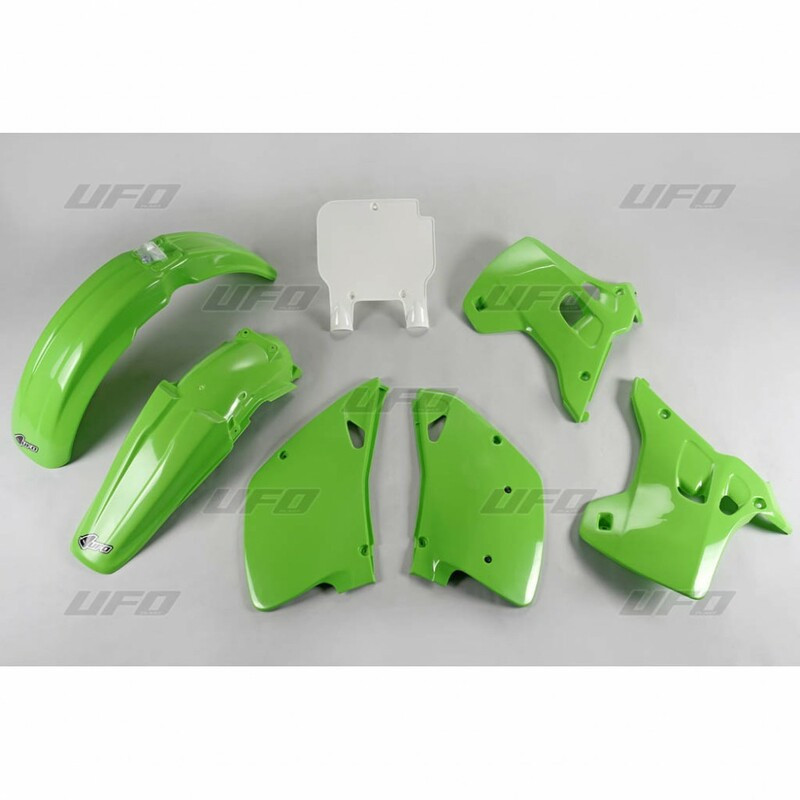 Kit Plastique UFO Vert/Blanc pour Moto Kawasaki KX125 (1992) et KX250 (1992)