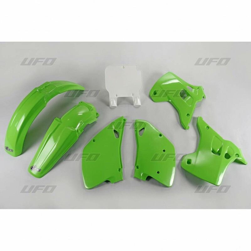 Kit Plastique UFO Vert/Blanc pour Moto Kawasaki KX125 (1993) et KX250 (1993)