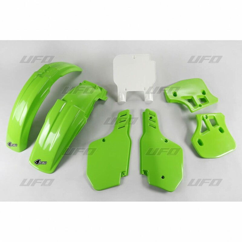 Kit Plastique UFO Vert/Blanc pour Moto Kawasaki KX500 (93-95) Kit Plastique UFO Vert/Blanc pour Moto Kawasaki KX500 (93-95)