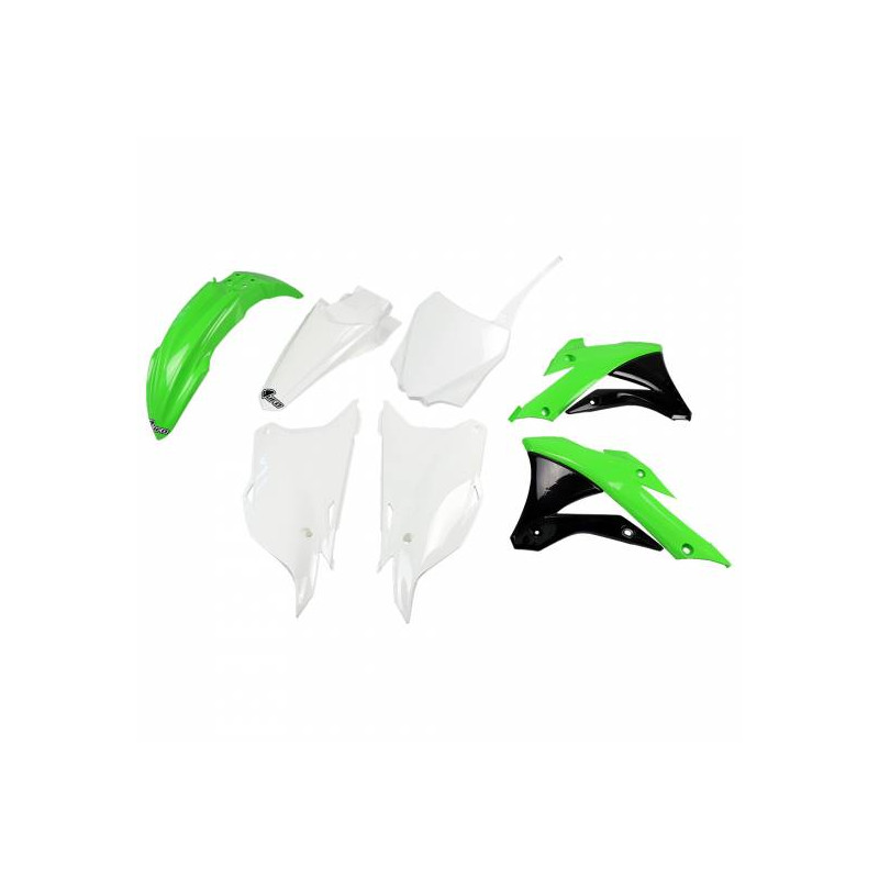 Kit Plastique UFO Vert/Blanc pour Moto Kawasaki KX85 (14-21) Kit Plastique UFO Vert/Blanc pour Moto Kawasaki KX85 (14-21)