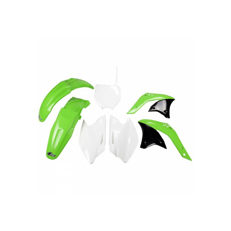 Kit Plastique UFO Vert/Blanc pour Moto Kawasaki KX250F (2007) Kit Plastique UFO Vert/Blanc pour Moto Kawasaki KX250F (2007)