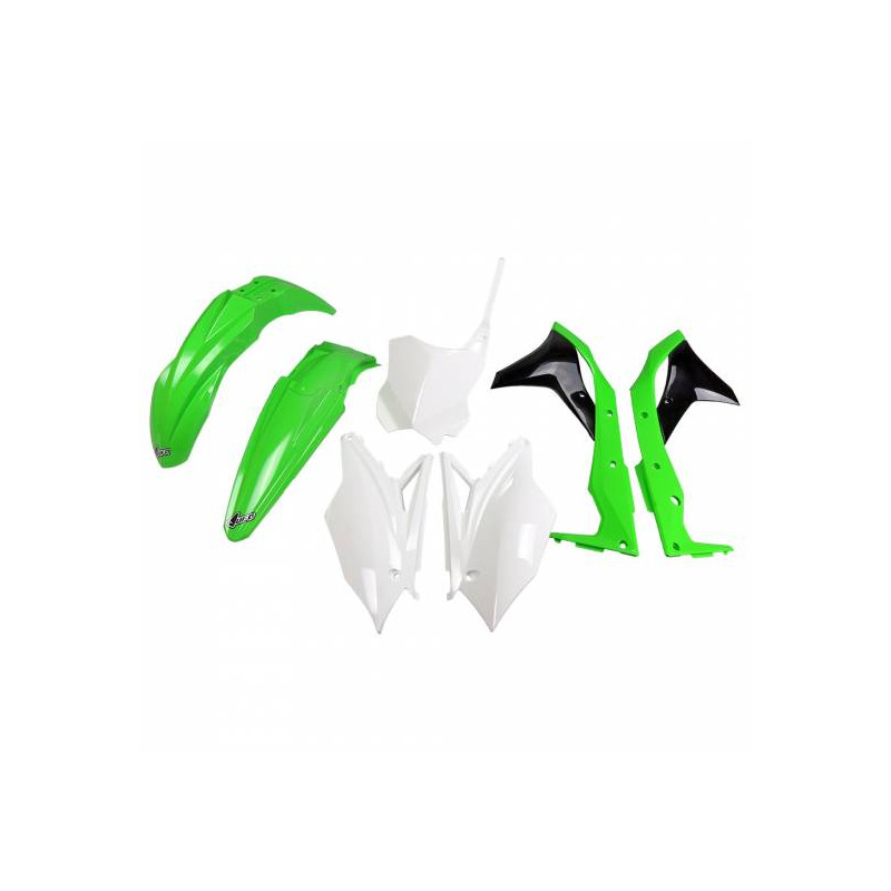 Kit Plastique UFO Vert/Blanc pour Moto Kawasaki KX250F (18-20) Kit Plastique UFO Vert/Blanc pour Moto Kawasaki KX250F (18-20)