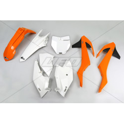 Kit Plastique UFO Orange/Blanc pour Moto SX-F250 (16-18) SX-F350 (16-18) SX-F450 (16-18)