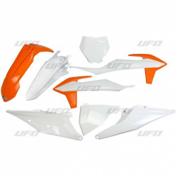 Kit Plastique UFO Orange/Blanc pour Moto KTM SX-F250 (19-22) SX-F350 (19-22) SX-F450 (19-22)