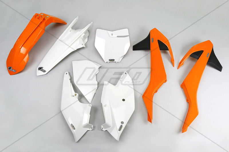 Kit Plastique UFO Orange/Blanc pour Moto KTM EXC-F450 (17-19)