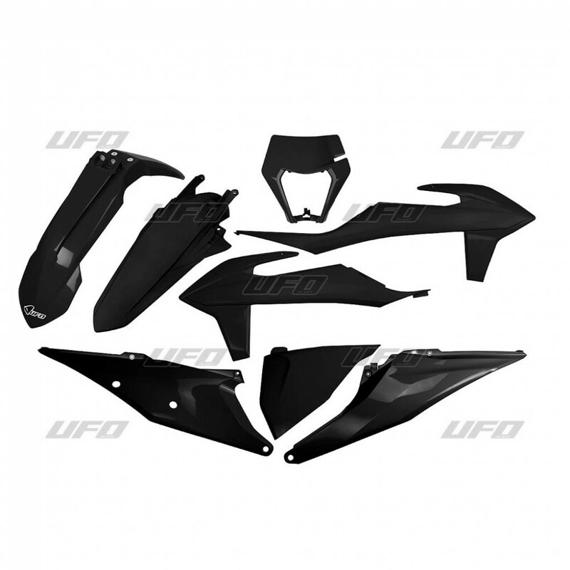 Kit Plastique UFO Noir pour Moto KTM EXC150 (20-22) Kit Plastique UFO Noir pour Moto KTM EXC150 (20-22)