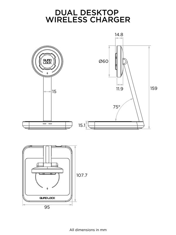 Chargeur Sans Fil Double Quad Lock MAG