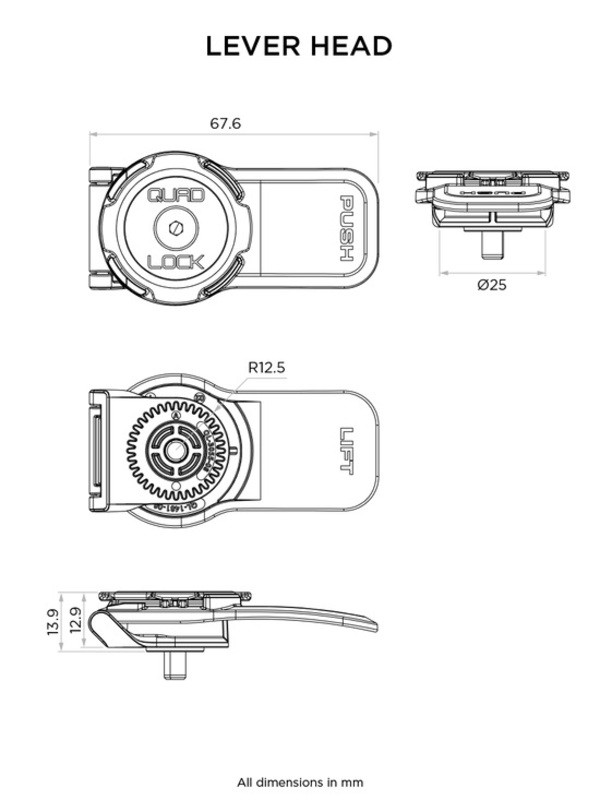 Support Quad Lock 360 tête seule avec levier