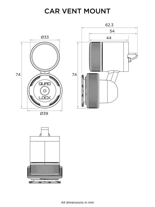Support de Téléphone Quad Lock grille d'Aération