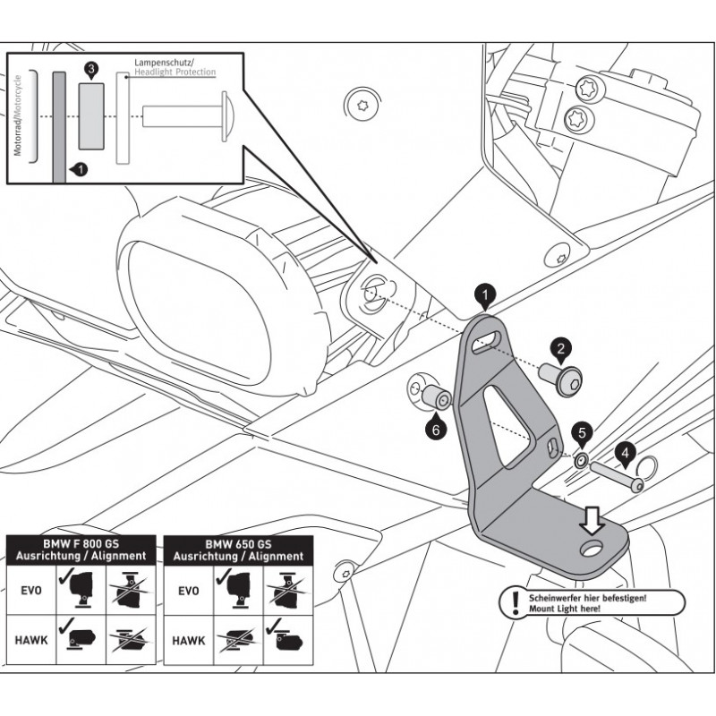 Kit Feux Additionnels SW-Motech EVO pour BMW F 650 GS (08-13)