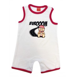 Combi Short Bébé VROOM 0 - 6 mois blanc fuschia