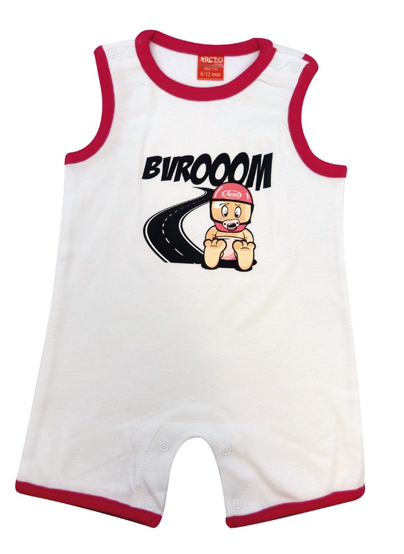 Combi Short Bébé VROOM 0 - 6 mois blanc fuschia