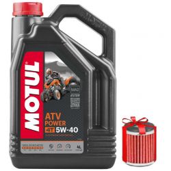 Huile Motul ATV Power 5w40, Full Synthetic 4 litres + filtre à huile offert