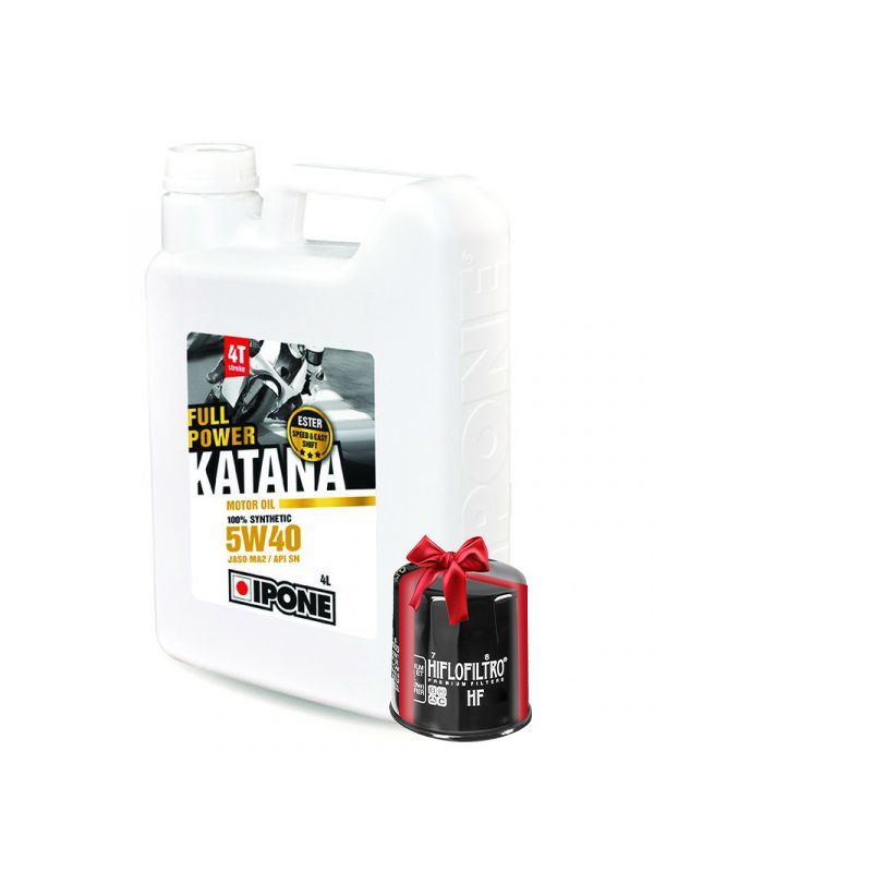 Huile Ipone Katana Full Power 5W40 4T, 4 Litres + Filtre à Huile Offert