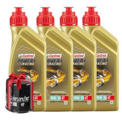 Huile moto Castrol Power 1 Racing 4T 10W30 Full Synthetic 4 Litres + Filtre à Huile Offert