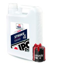 Huile moto Ipone Stroke 4 Racing 5W40, 4 Litres + Filtre a Huile Offert
