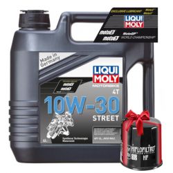 Huile Moto LIQUI MOLY 10W30 Motorbike Street Semi-Synthèse 4 Litres + Filtre à Huile Offert
