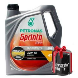 Huile moto Petronas Sprinta F500 10W40 Semi-Synthèse 4T 4 Litres + Filtre à Huile Offert