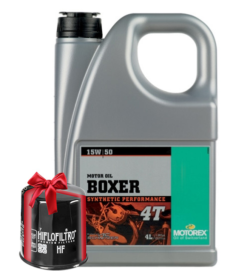 Huile MOTOREX Boxer 4T 15W50 4 Litres + Filtre à Huile Offert