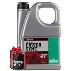 Huile Motorex Power Synt 4T 10W50 Full Synthetic 4 Litres + Filtre à Huile Offert