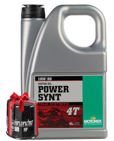 Huile Motorex Power Synt 4T 10W50 Full Synthetic 4 Litres + Filtre à Huile Offert