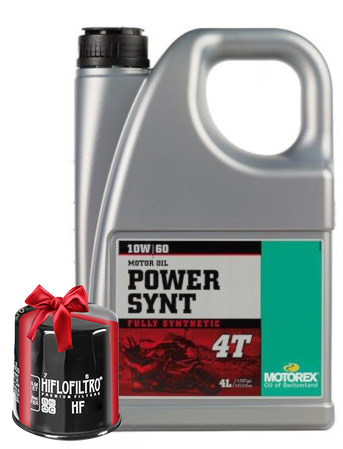 Huile Motorex Power Synt 4T 10W60 Full Synthetic 4 Litres + Filtre à Huile Offert