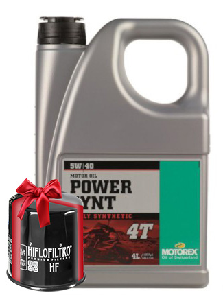 Huile Motorex Power Synt 4T 5W40 Full Synthetic 4 Litres + Filtre à Huile Offert