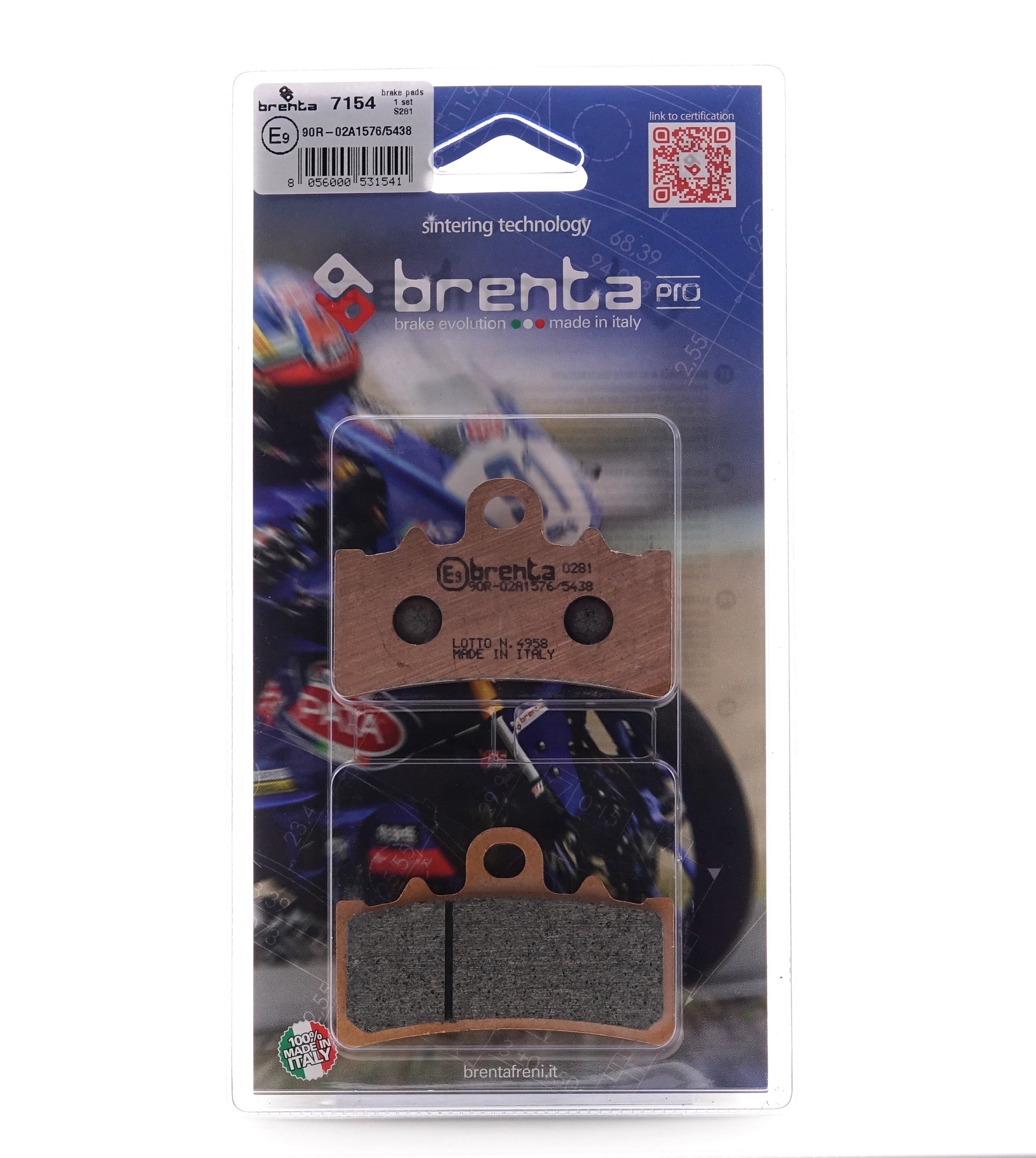 Plaquette de frein avant Moto Brenta FT7154 - Métal Fritté Route et Piste