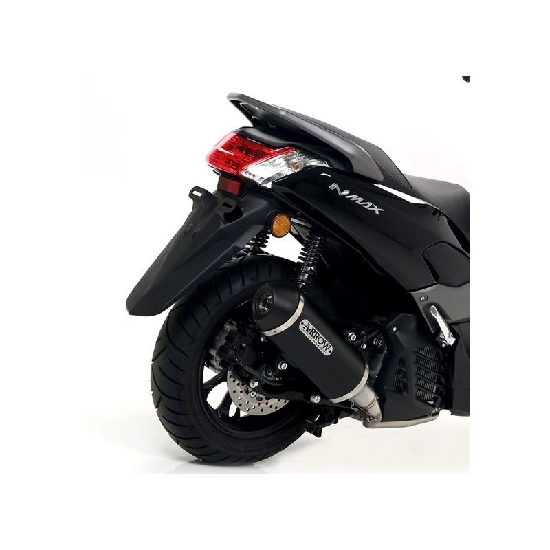 Ligne Complète Arrow Approuvée Open – Aluminium Noir, Embout Acier, Pour Yamaha NMAX 125 2017-2020