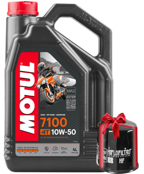 Huile Moto Motul 7100 10W50 4 Litres + Filtre à Huile Offert