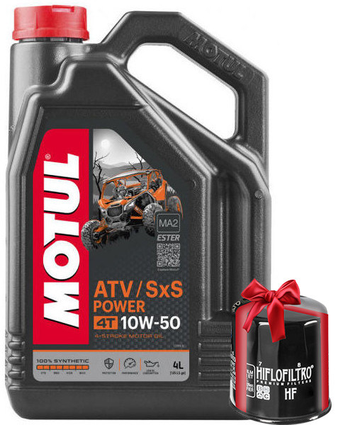 Huile Motul ATV SXS Power 10w50, Full Synthetic 4 litres + filtre à huile offert