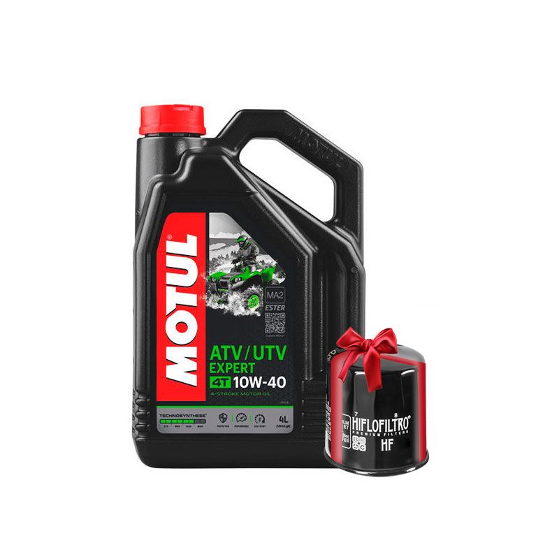 Huile Motul ATV-UTV Expert 10w40, Technoynthése 4 litres + filtre à huile offert